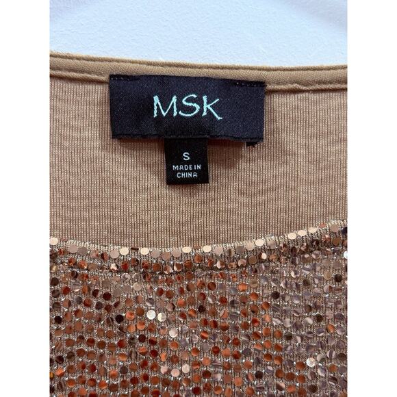 MSK Rose Gold Sequin Boat-Neck Bell-Sleeve Blouse Size Small NWT - Picture 6 of 6